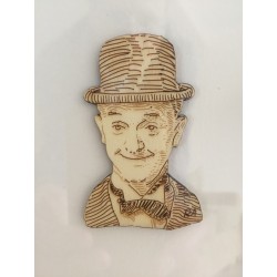 Hand drawn Laurel and Hardy laser cut from plywood and framed