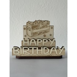 Hand drawn Happy Birthday – Cake laser cut from plywood