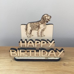 Hand drawn Happy Birthday – Dog laser cut from plywood